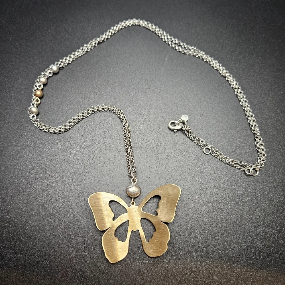 J.Jill Dancing Petals Butterfly Pendant Necklace Two-Tone